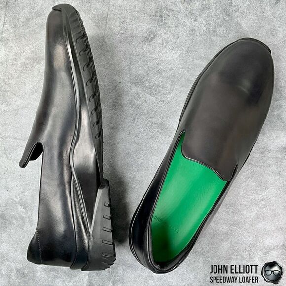 JOHN ELLIOTT SPEEDWAY LEATHER LOAFERS IN BLACK BUFFED CALFSKIN MEN’S LUXURY SHOE main image 14